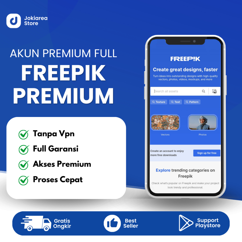 Freepik Premium | Freepik 1 Minggu | Freepik 1 Bulan | Freepik 1 Tahun