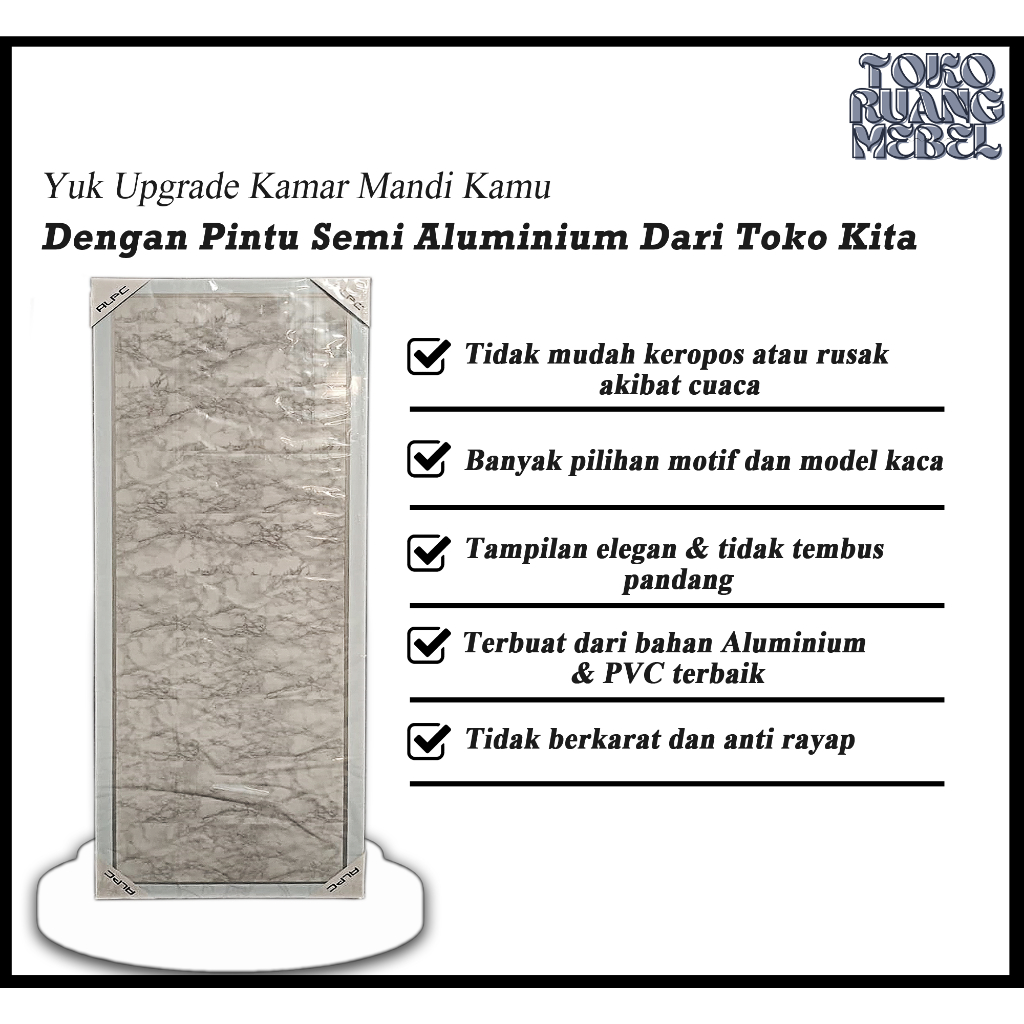 PINTU KAMAR MANDI PVC/PINTU TOILET KAMAR MANDI/PINTU ALUMINIUM PVC MINIMALIS (70X200) - MOTIF AWAN