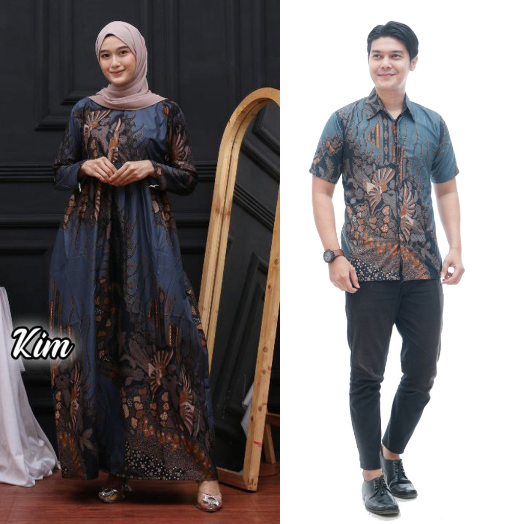 Harga Sepasang - Baju Batik Couple Gamis dan Kemeja Lengan Pendek Kekinian - Sarimbit Batik Modern