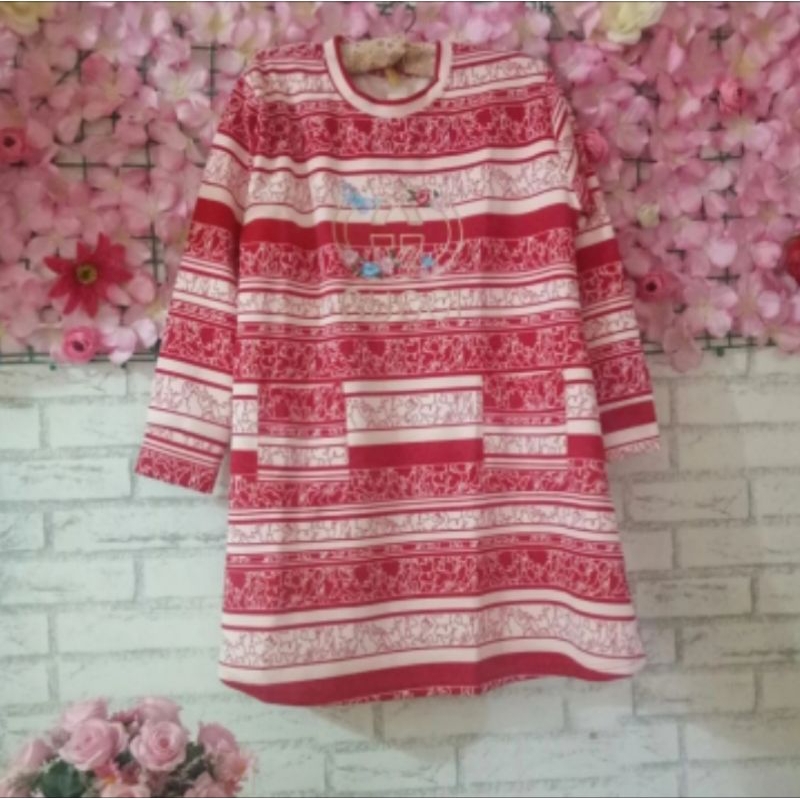 blouse import bunga big size/blouse tunik bunga merah/blouse merah