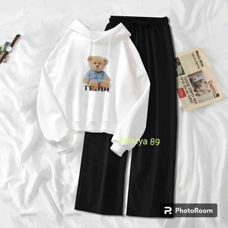 Setelan Hoodie Wanita Atau Remaja Kekinian TEDDY (COD)