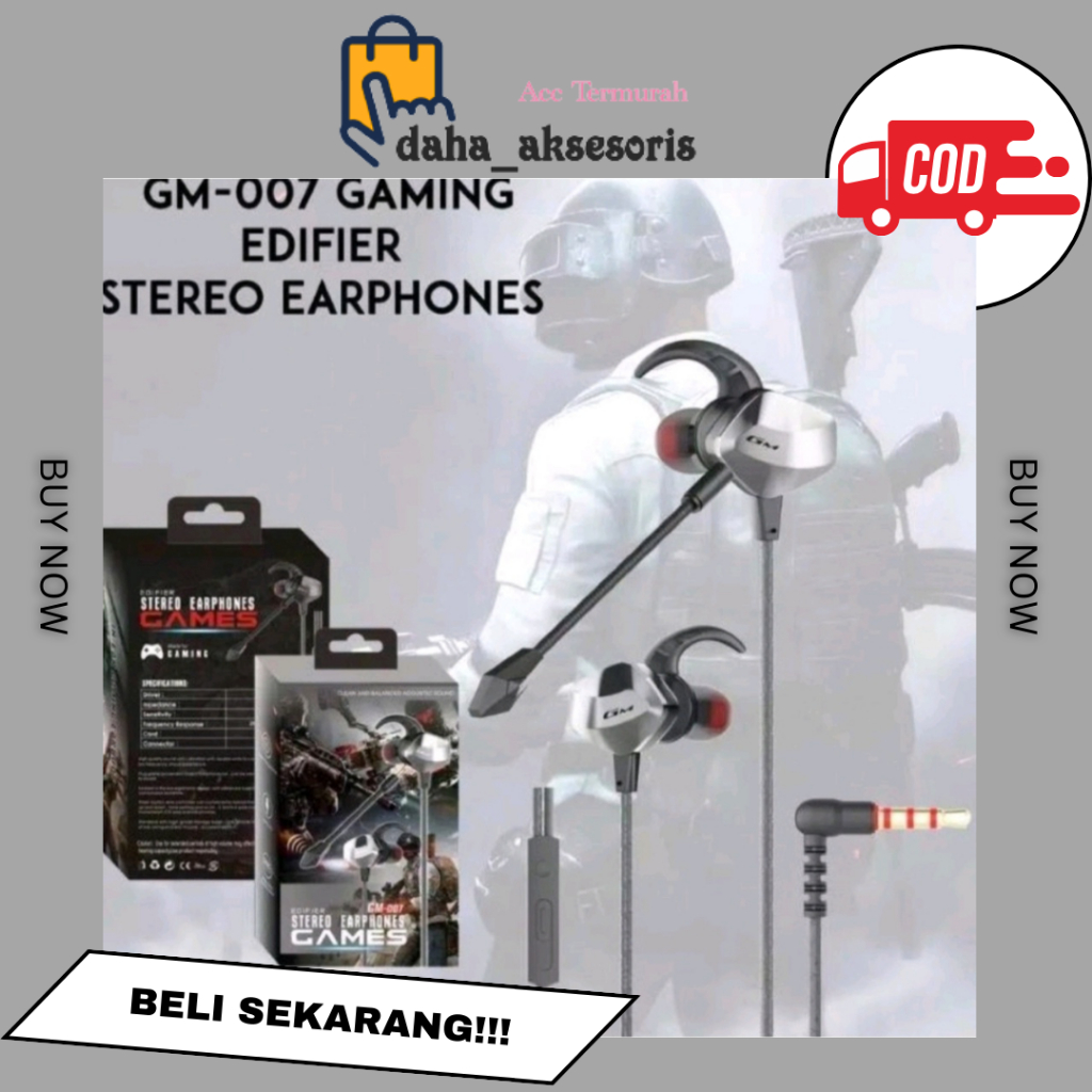 GM-007 Headset Gaming With Microphone Stereo Handsfree Extra Bass