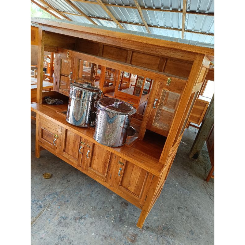 gerobak bakso mie ayam dua etalase dan dua dandang kayu jati