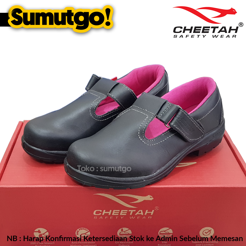 Cheetah 4008H Sepatu Safety Pendek Wanita warna Hitam / 4008 H Women Sepatu Proyek Tapak Polyurethan