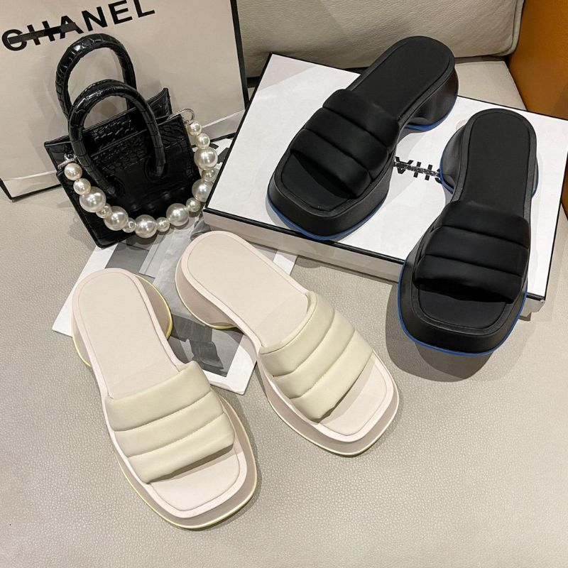 PROMO AQ-2113 Wedgesslop Sandal Wanita Fashion Import Sol Tebal