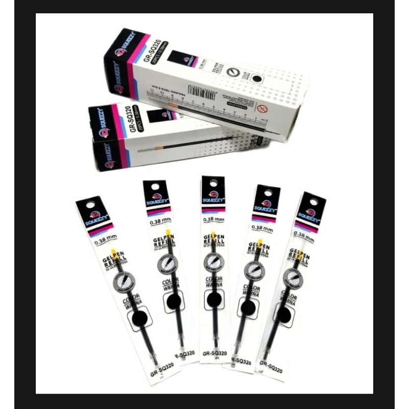 

Isi Ulang Tinta Refill / Gelpen Refill Hitam SQUEEZY 0.38mm 1 Pak isi 20 Pcs