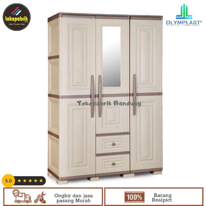 OTC MODERN 3P (Olymplast) Lemari Pakaian Plastik 3 Pintu Terlaris / Lemari Baju Plastik Minimalis Mu