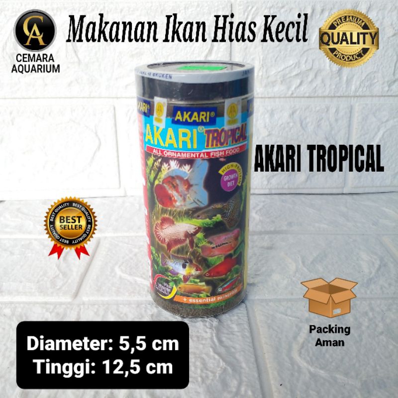 Makan ikan/ Akari Tropical/ aquarium/ aquascape/ makanan ikan berbagai jenis/ makanan ikan ukuran ke