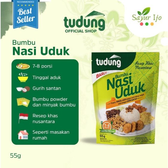 

TUDUNG Tepung Bumbu Nasi Uduk 55 Gram Flour Masak Instant Siap Pakai HALAL