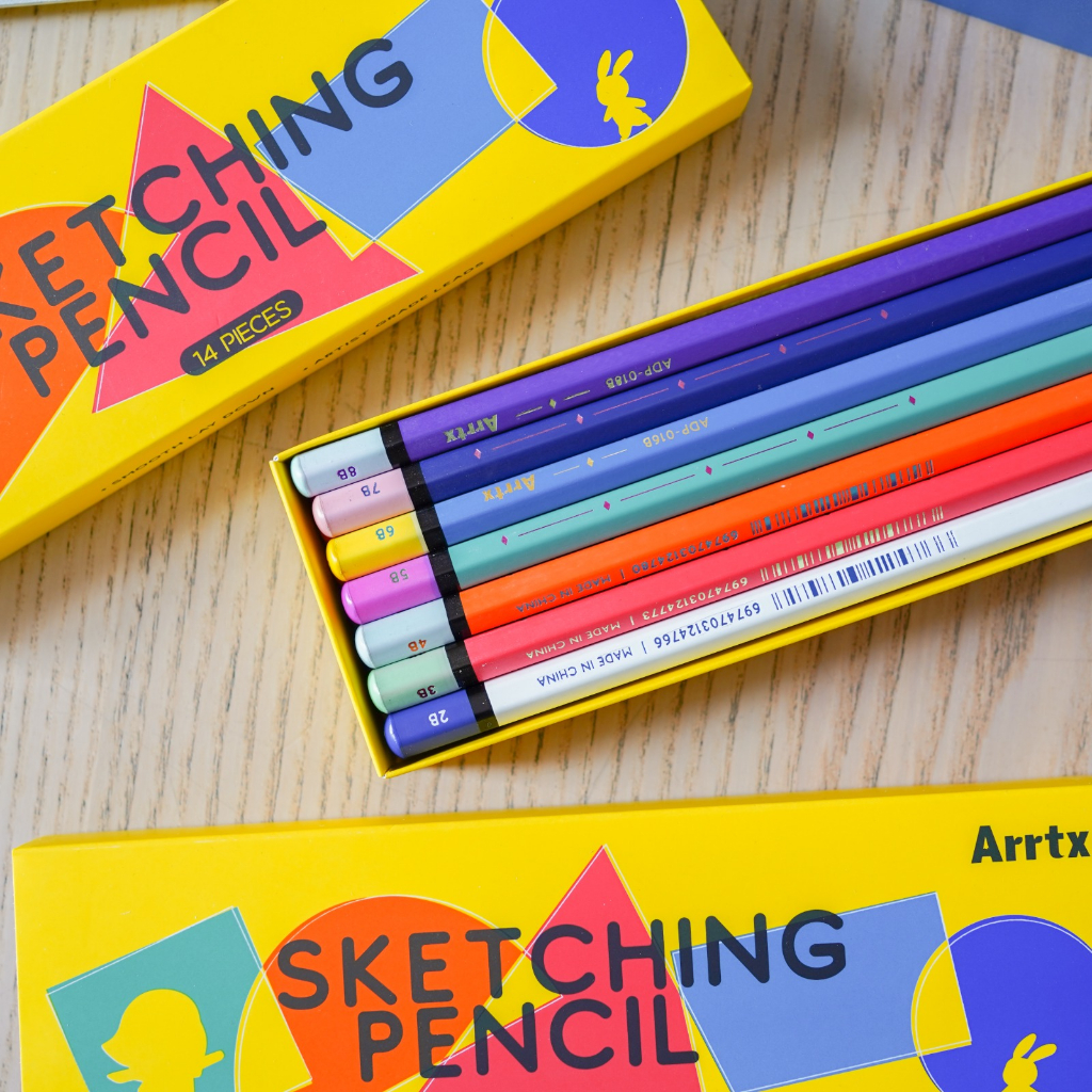 

Arrtx Dr Pencils atau Pensil Gambar, 14 Pcs (4H, 3H, 2H, H, F, HB, B, 2B, 3B, 4B, 5B, 6B, 7B, 8B) Artist Sketching