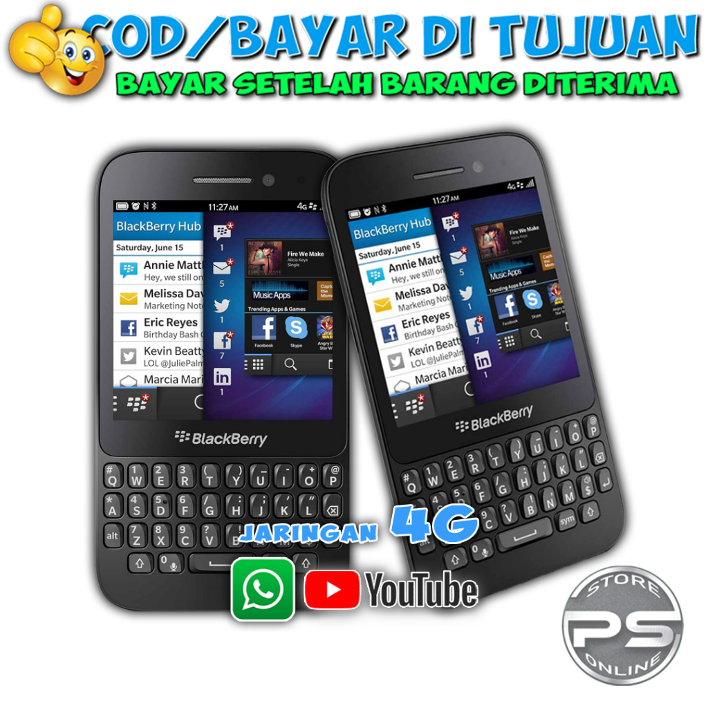 HP Blackberry Q5 - Single Sim - Jaringan 4G - Bisa WA - Bergaransi