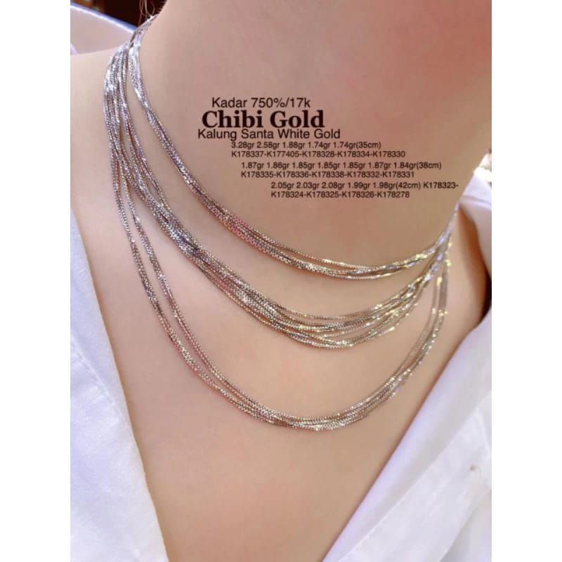 Kalung Santa italy putih Super kilat  emas 750 kadar 17k - chibi gold