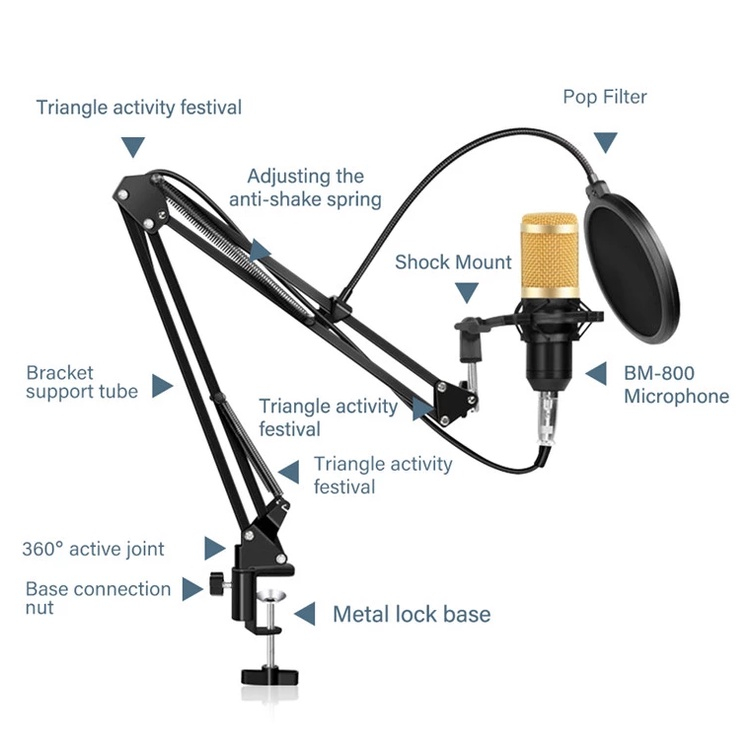 ⚡100% Garansi⚡ PAKET MIC CONDENSER BM 800 + STAND + SOUNDCARD V8