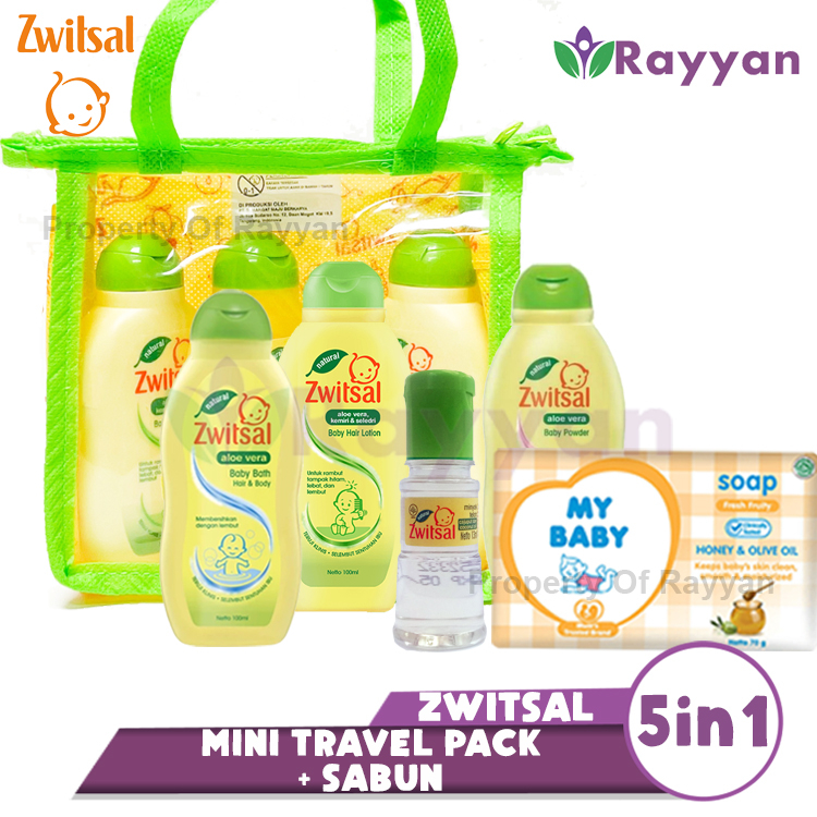 [ZS]Zwitsal Mini Travel Pack 5in1 Plus Sabun | Gift Set Bag  | Paket Lengkap Perlengkapan Mandi Bayi