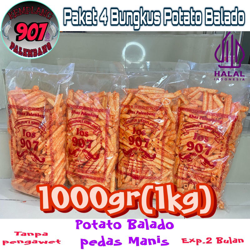 

PAKET 4 bungkus POTATO BALADO PEDAS MANIS