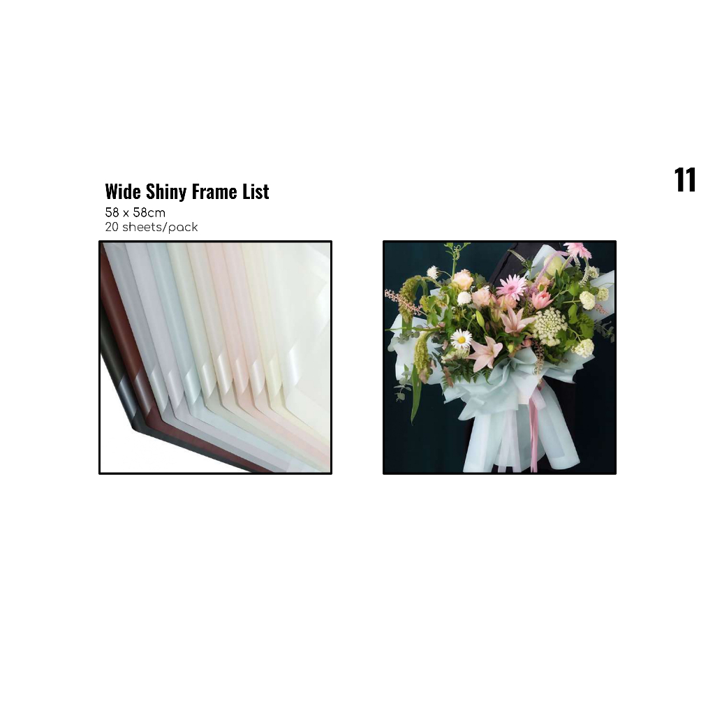 

MY Supplies - Flower Wrapping Paper Wide Shiny Frame List Cellophane Kertas Buket Bunga Bungkus 1 Pack 20 Lembar