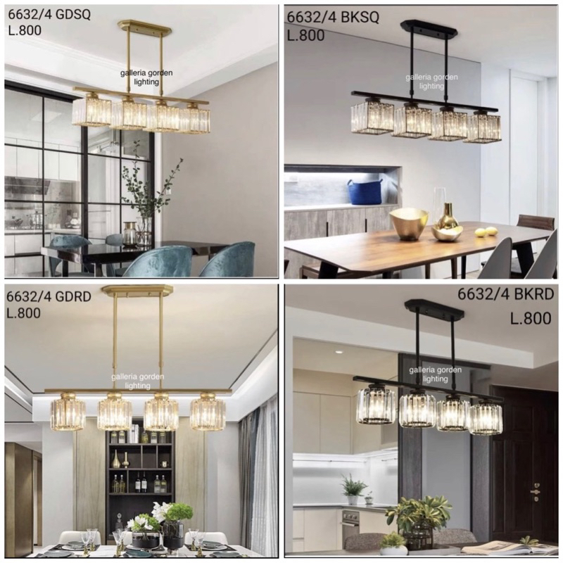 Lampu gantung kristal minimalis dekorasi meja makan