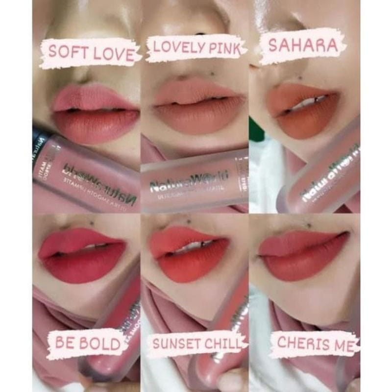 NaturaWorld Lipmatte Sahara/Lipmatte Best Seller/Lipmatte Transferproof  Premium Tahan Lama Sampai 1