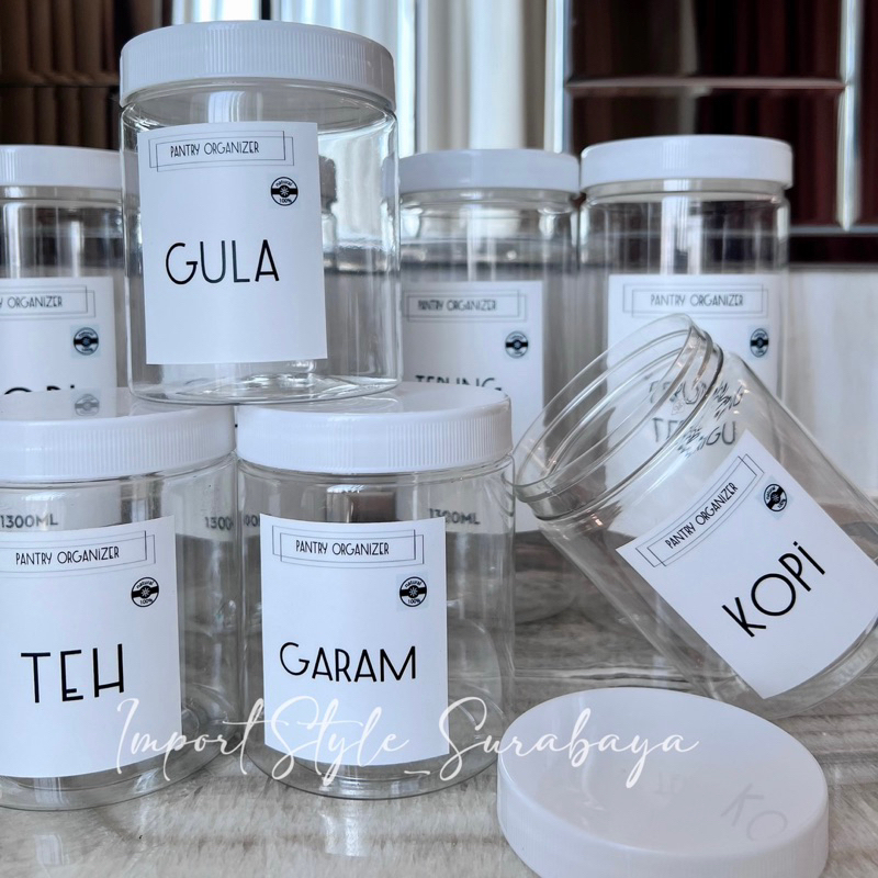 TEMPAT GULA TEH KOPI 650ml dapur aesthetic jar minimalist pantry organizer refillable kitchen set