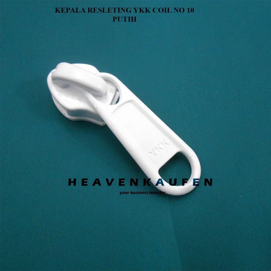 Kepala Resleting Zipper Head YKK Type Gigi Coil Gigi Halus Besar No 10 Putih