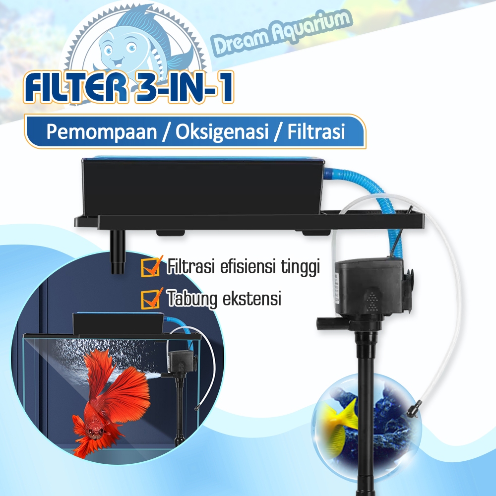 AKUARIUM TOP FILTER AKUARIUM BOX FILTER PEMBERSIH AKUARIUM AQUASCAPE LENGKAP