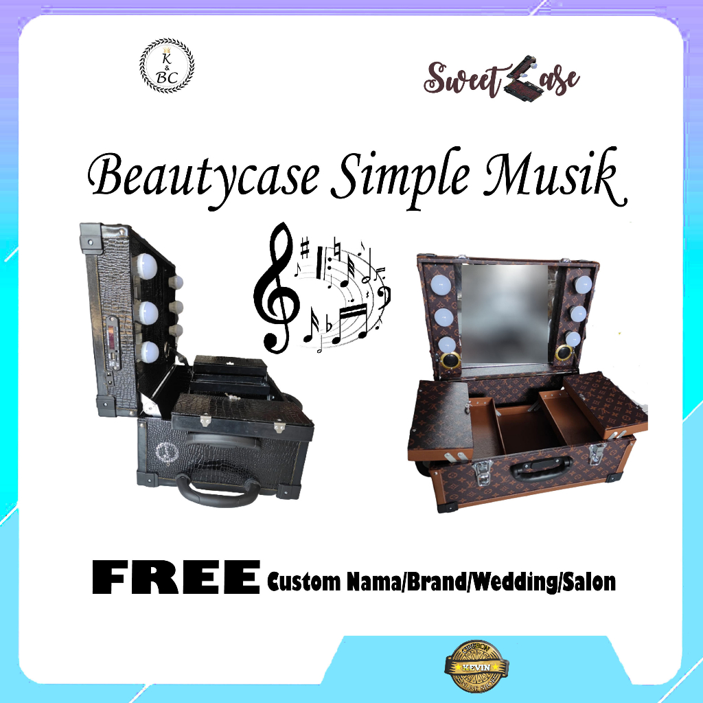 Paket Beautycase Reguler  Musik Bluethoot - Koper Lampu - Kotak Makeup - Koper rias pengantin - Box 