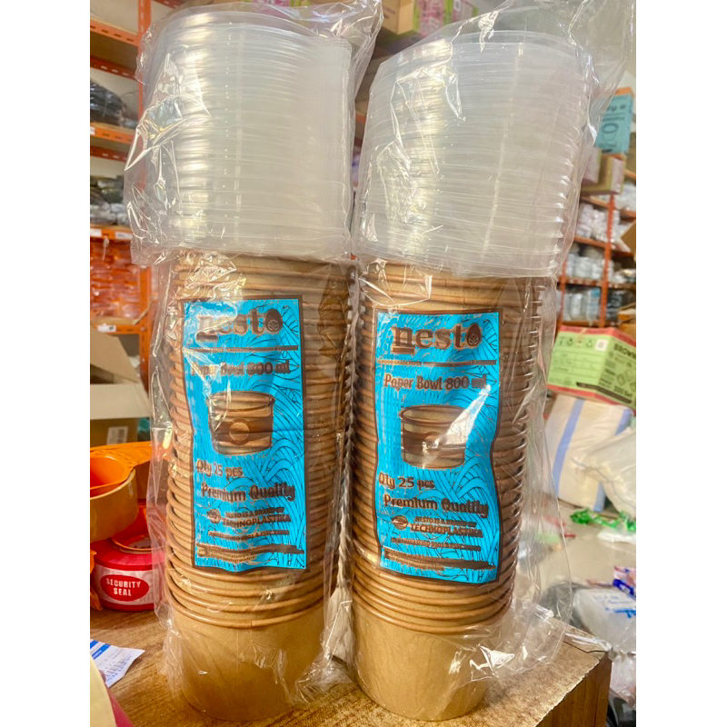 Paper Bowl Mangkok Kertas Nasi Kraft Coklat Foodgrade 800ml