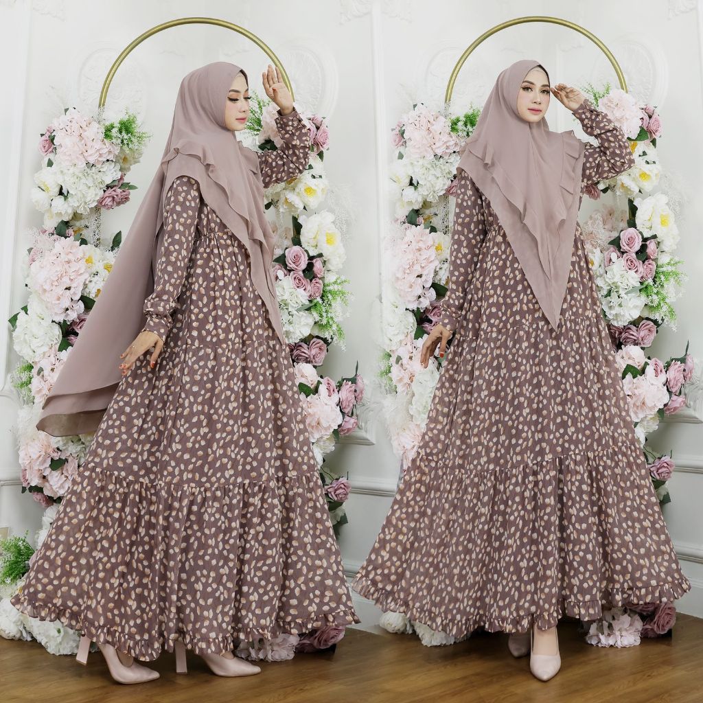 Gamis Pesta "Hani" Baby Doll Armani Printing Premium