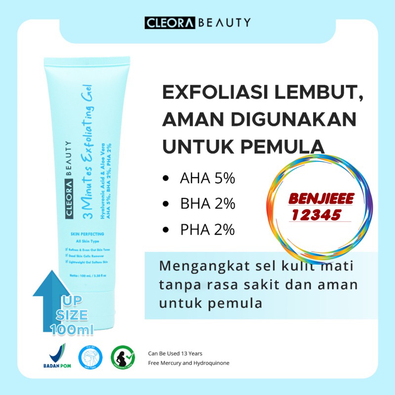 BIG SIZE Cleora 3 Minutes Exfoliating Gel 100ml beauty eksfoliasi jelly CLEORA cleora 100 ml