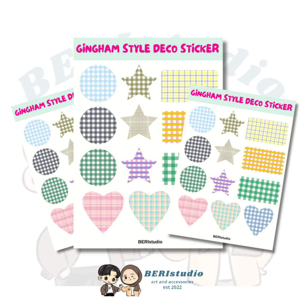 

GINGHAM KOREAN DECO STIKER SHEET KISS CUT