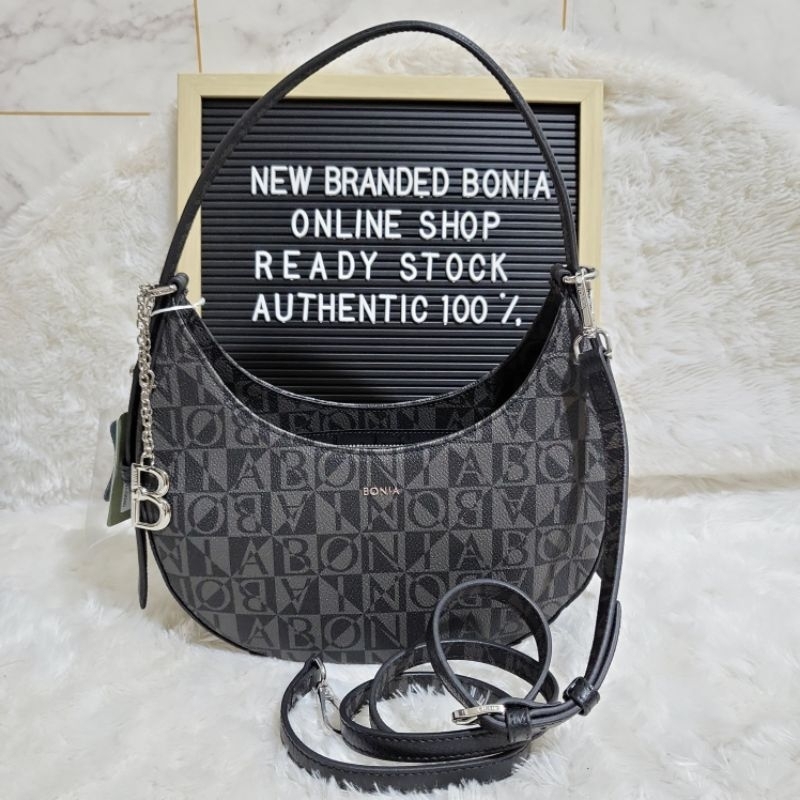 SALE tas bonia original sling shoulder bag sabit monogram hitam 2tali