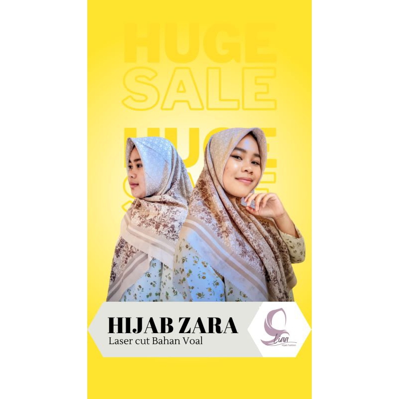 HIJAB ZARA MOTIF HIJAB VOAL HIJAB SEGIEMPAT LASERCUT