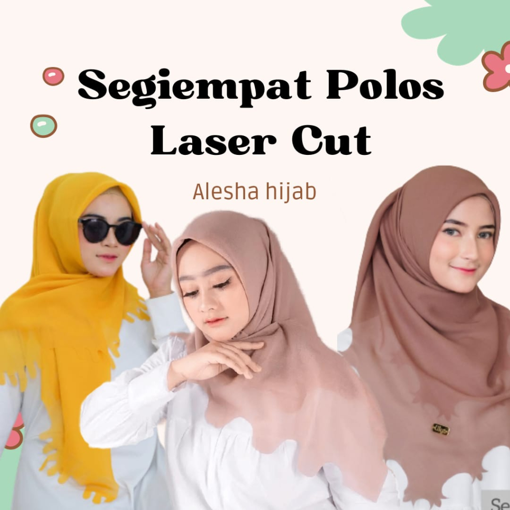 (DAPAT 10PCS) Paket Hemat / Paket Usaha Hijab Segiempat LaserCut Gelombang Lolly Ratu Original Polyc