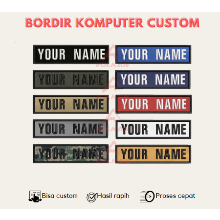 Bordir Nama Satuan / Name Tag / Patch Name Bordir Komputer