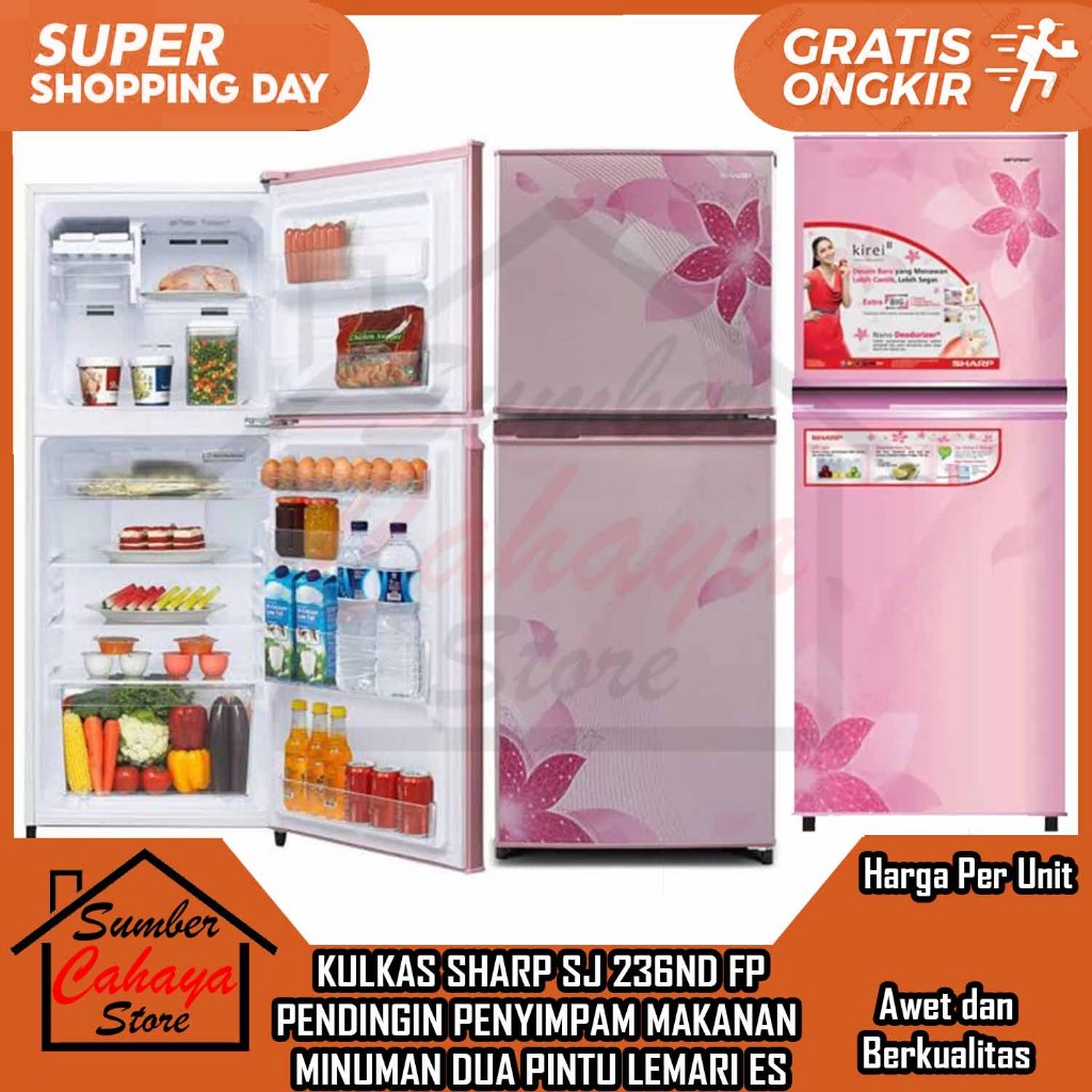 [Instan] Kulkas 2 Pintu SHARP Sakura SJ236ND FP LEMARI ES MOTIF MOTIP BUNGA DUA PINTU PENDINGIN PENYIMPAM MAKANAN MINUMAN BIG FREZER FREZEER FREJER PREJER ALMARI DINGIN PESAWAT PEMBEKU ICE CREAM ESKRIM ASI BEKU FRISER FW FB DESAIN SERIES SERIS KIREI KIREY