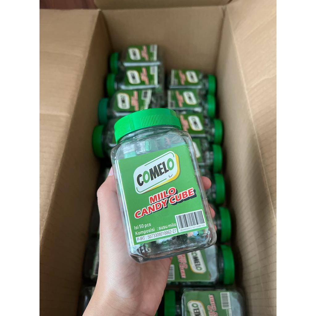 

1 Dus Comelo permen susu milo 100% kemasan botol isi 48 botol