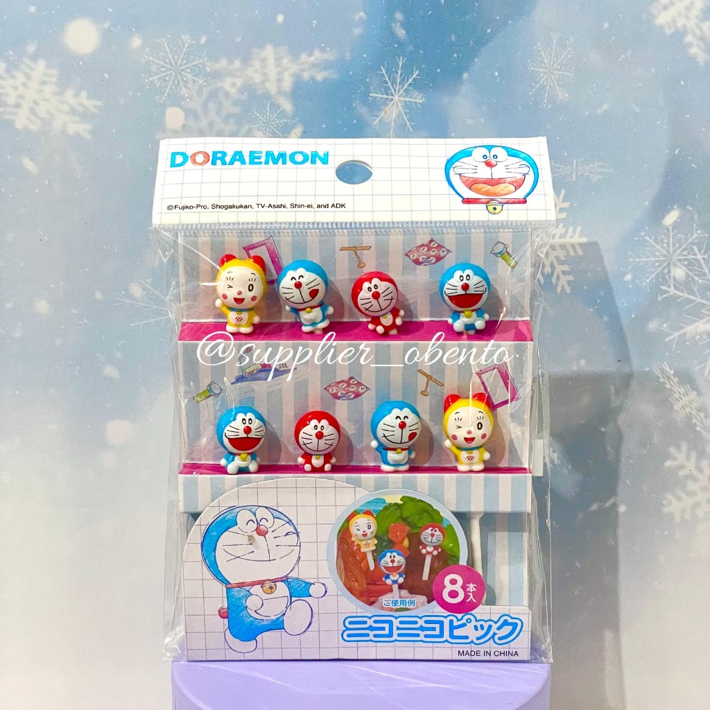 [Torune] Doraemon Picks Lunch Pick Food Pick Bento Tools - Tusukan Bento Doraemon Tusben Buah Printi