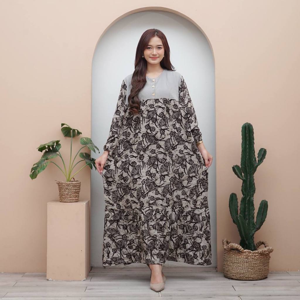 Gamis Jumbo Wanita Dila Putri Gamis Batik Jumbo Motif Kipas