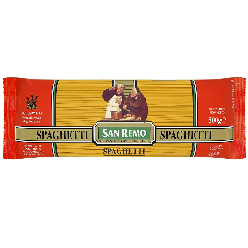 

SAN REMO SPAGHETTI/ANGEL HAIR/FETTUCCINE/KEMASAN 500 GR
