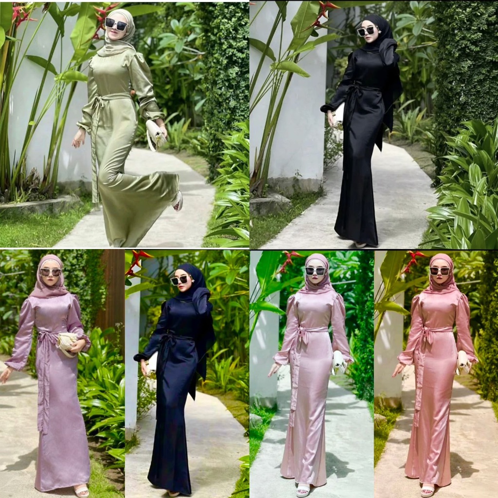 AMALIA DRESS SATIN PANJANG DRESS TALI SATIN