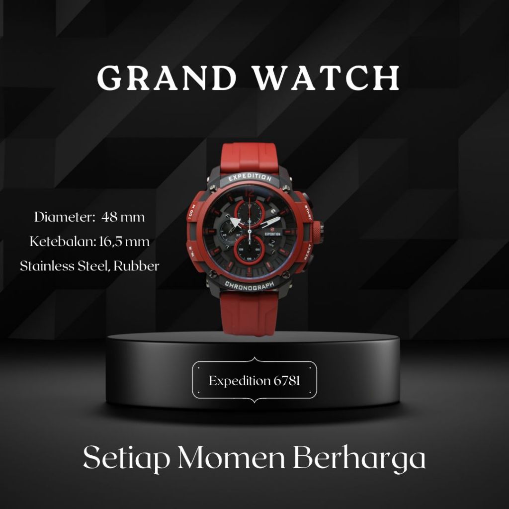 Jam Tangan Pria Expedition Rubber Original E6781 Merah