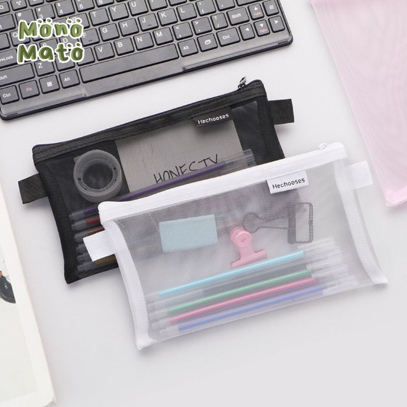 

MONOMATO - ZIPPER PENCIL CASE / TEMPAT WADAH PENSIL HE CHOOSES POUCH JARING LUCU AESTHETIC MONOCHROME STATIONERY