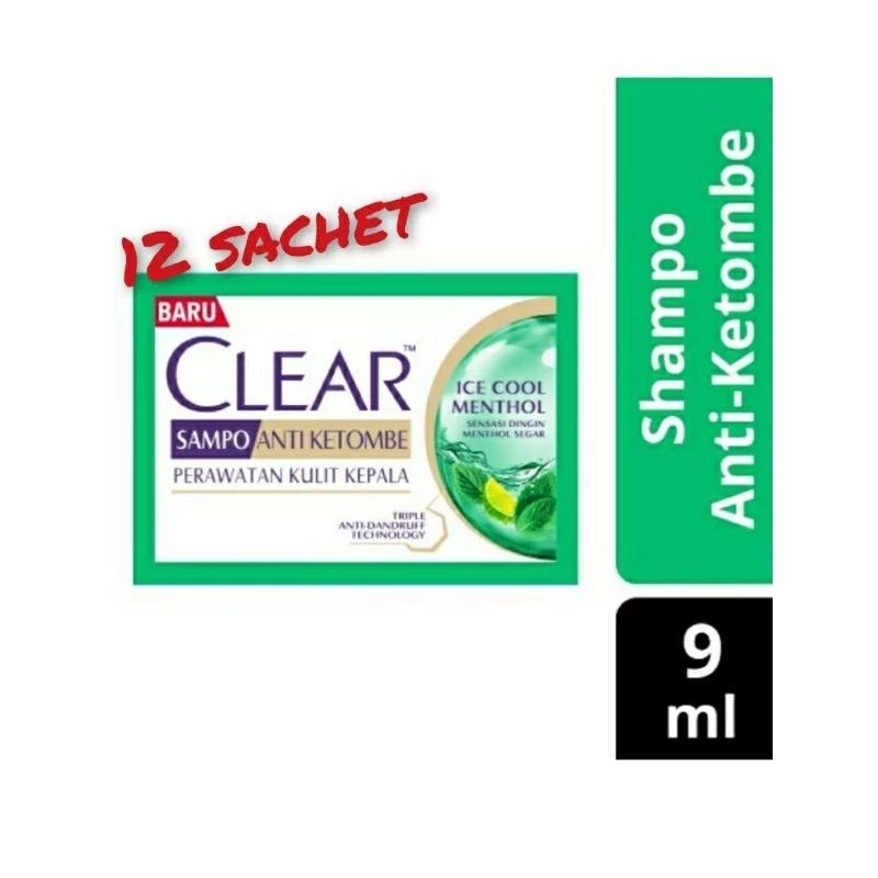 Clear sampoo ice cool menthol 12sachet 1renteng