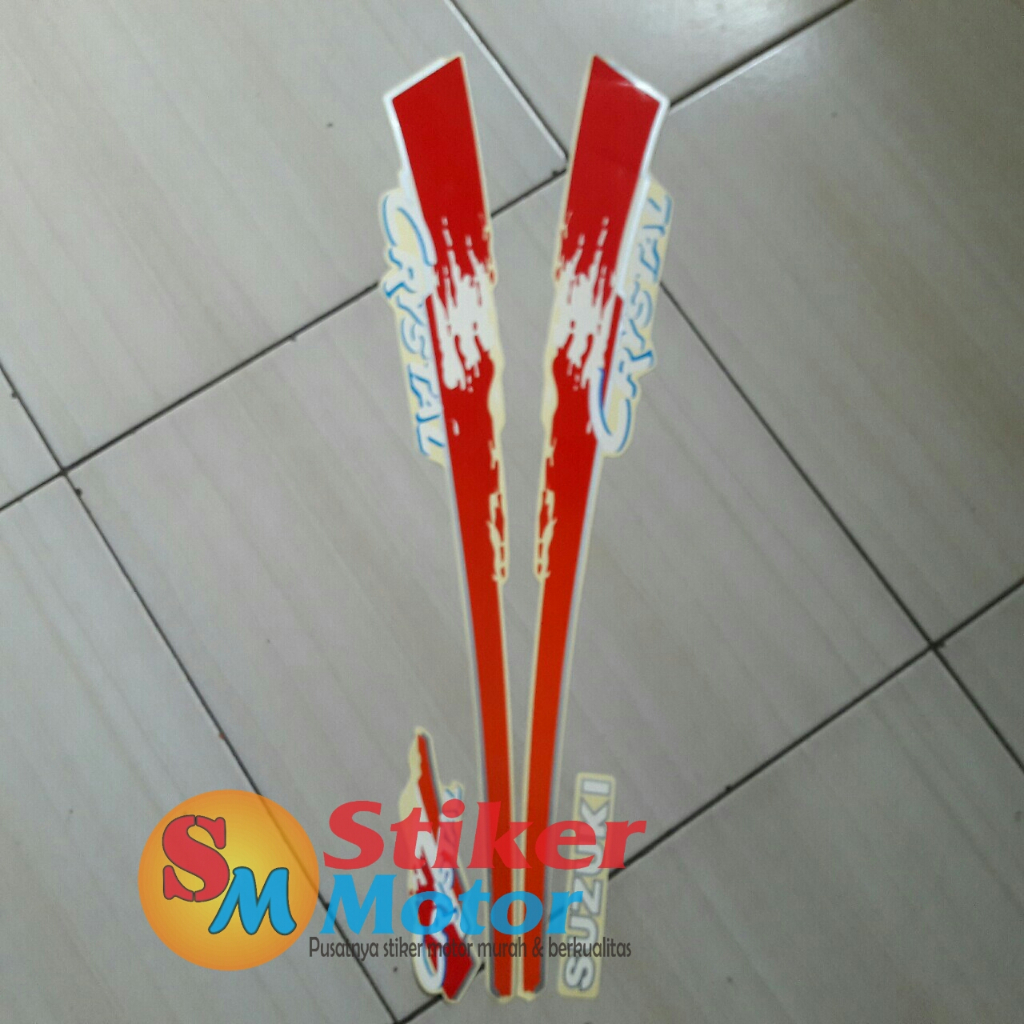 sticker motor suzuki crystal tune 1992 merah