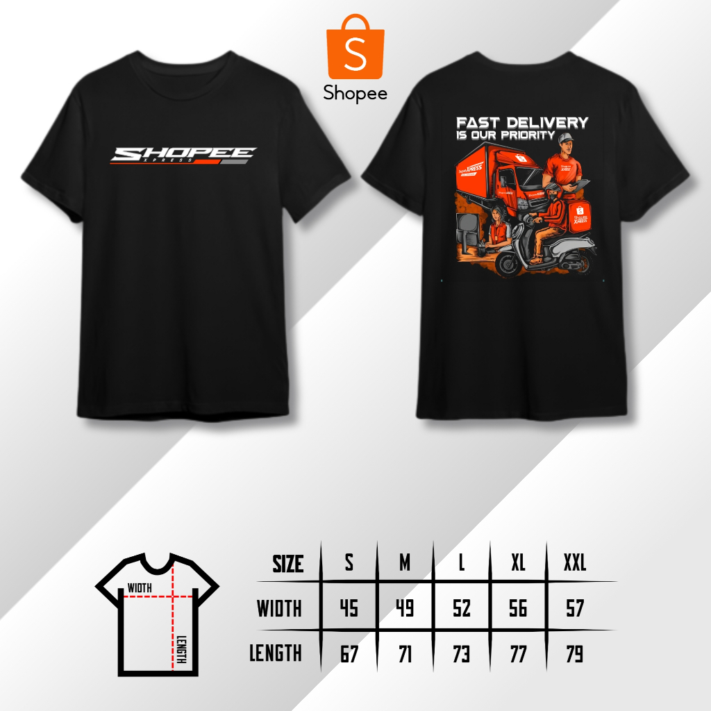 Kaos Shopee Xpress Pria / Wanita Cotton Combed 30s Premium T-Shirt