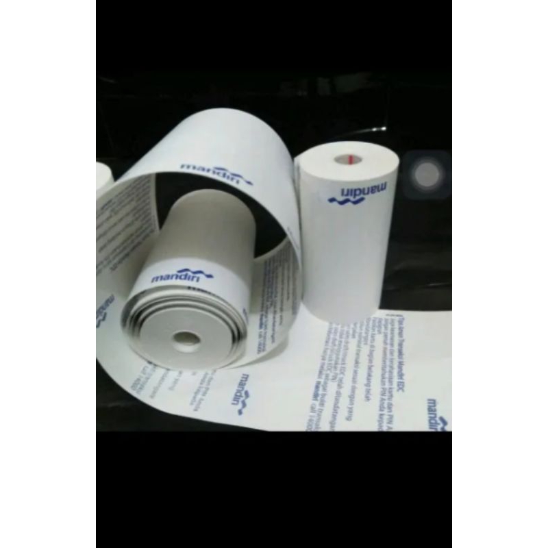 

Kertas Thermal Logo Bank Mandiri uk.57/58X40mm paket 5 roll