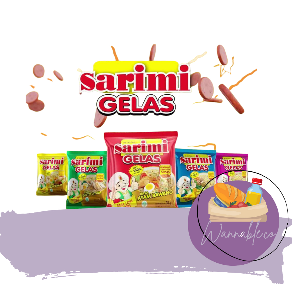 

SARIMI GELAS RASA SOTO AYAM, SOSIS, BASO SAPI, AYAM BAWANG, KARI AYAM 30GR/10PCS