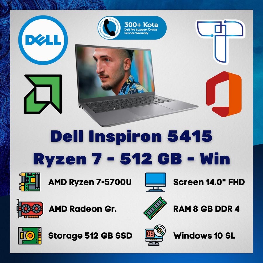 Laptop Notebook Dell Inspiron 15 5415 - Ryzen 7 - 512 Gb - Windows