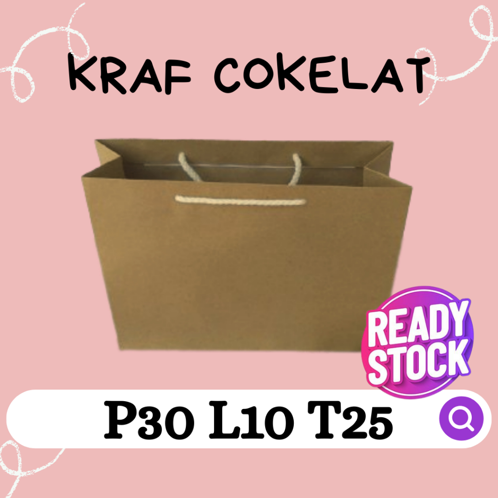 

Paper Bag Murah, Paper Bag Polos Cokelat Kraf Size P30 L10 T25 MIN ORDER 10PCS