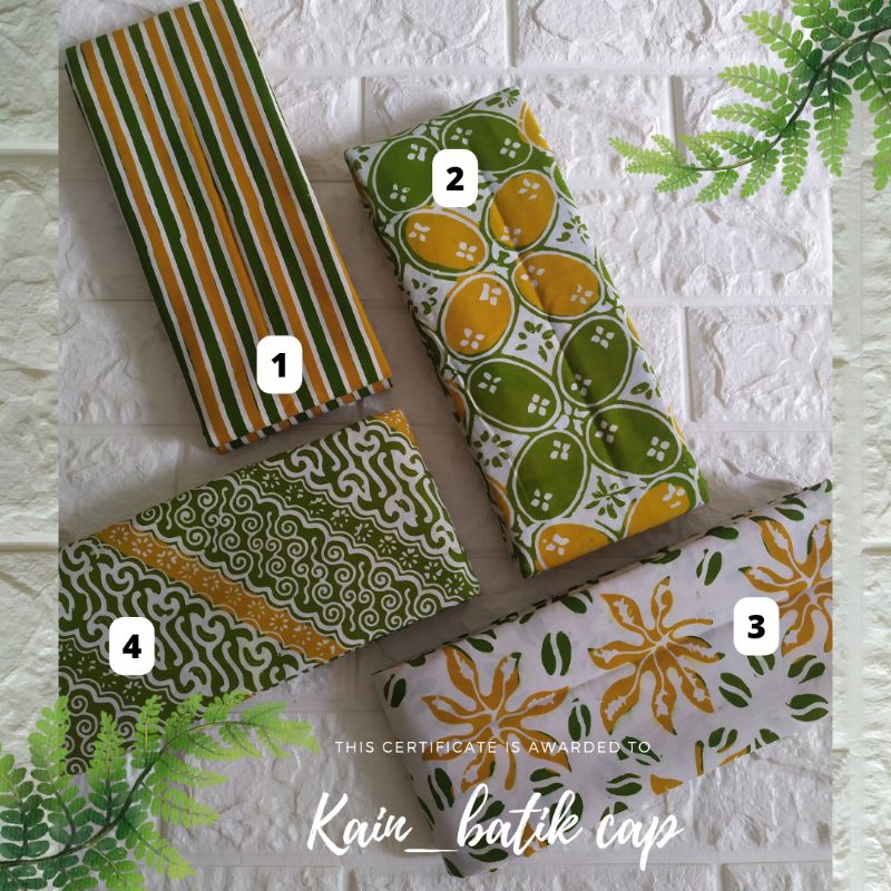 Kain Batik Hijau Pupus Bahan Batik Hijau Pupus Kain Batik Hijau Kuning Kain Batik Cap Kuning Hijau K